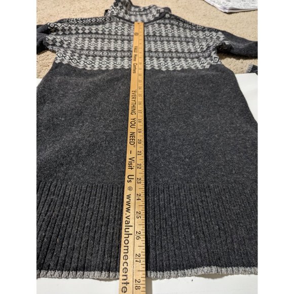 Eddie Bauer Women's Grey Fair Isle Tunic Sweater Pockets Wool Blend Sz S - Picture 7 of 8